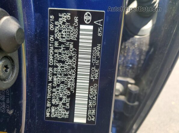JTDBVRBD5JA005317 2018 TOYOTA MIRAI Blue Вид підкапотного простору