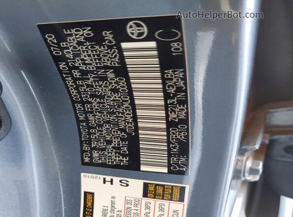 JTDEAMDE0MJ010060 2021 TOYOTA COROLLA Blue Вид підкапотного простору