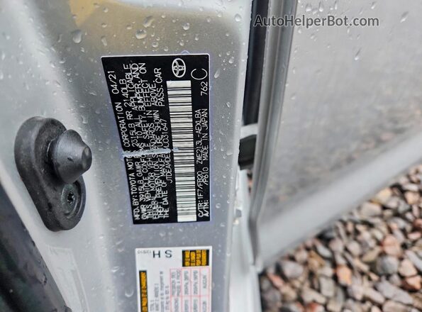 JTDEAMDE5MJ031647 2021 TOYOTA COROLLA Silver Widok naklejki z numerem VIN
