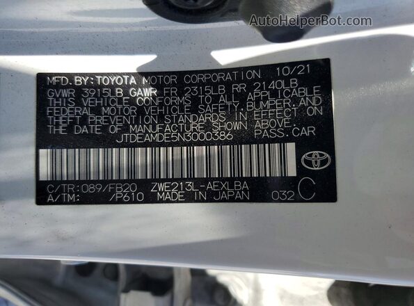 JTDEAMDE5N3000386 2022 TOYOTA COROLLA Белый Вид подкапотного пространства