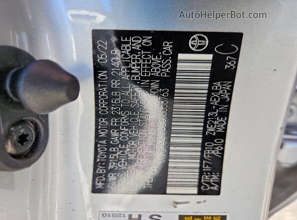 JTDEAMDE8NJ058763 2022 TOYOTA COROLLA Silver VIN კოდის სტიკერის ხედი
