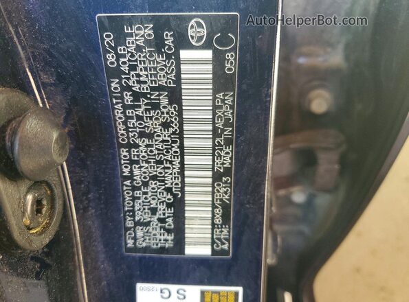 JTDEPMAE0MJ136695 2021 TOYOTA COROLLA Blue Вид підкапотного простору