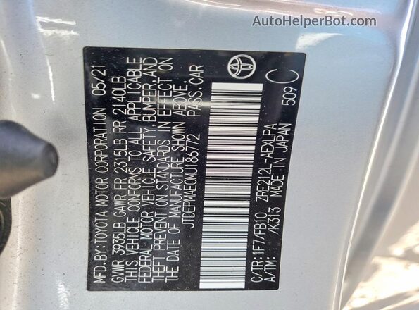 JTDEPMAE0MJ186772 2021 TOYOTA COROLLA Gray Engine compartment view