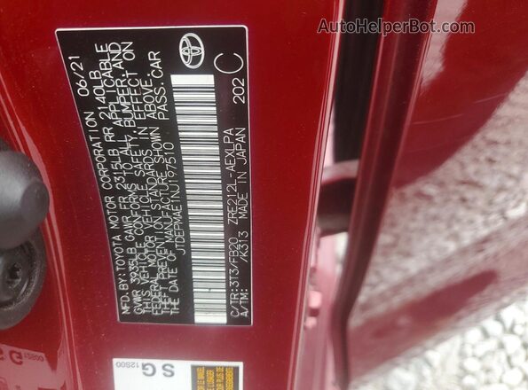 JTDEPMAE1NJ197510 2022 TOYOTA COROLLA Burgundy Vista del compartimento del motor