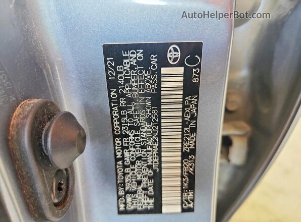 JTDEPMAE2NJ212581 2022 TOYOTA COROLLA Gray Вид підкапотного простору