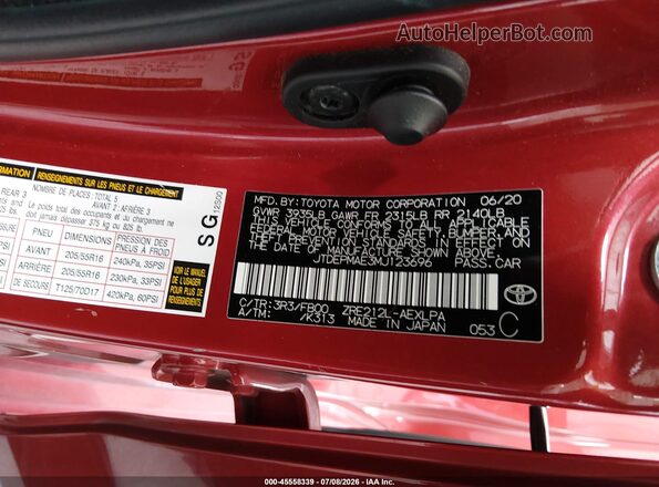 JTDEPMAE3MJ123696 2021 TOYOTA COROLLA Red Widok komory silnika