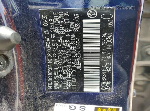 JTDEPMAE3MJ134424 2021 TOYOTA COROLLA Blue Вид підкапотного простору
