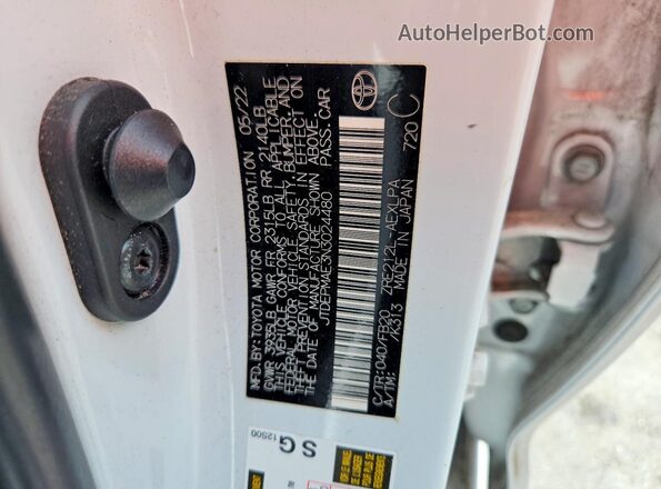 JTDEPMAE3N3024480 2022 TOYOTA COROLLA White Widok naklejki z numerem VIN