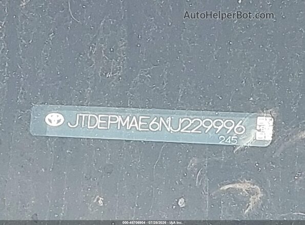 JTDEPMAE6NJ229996 2022 TOYOTA COROLLA Turquoise Vista del compartimento del motor