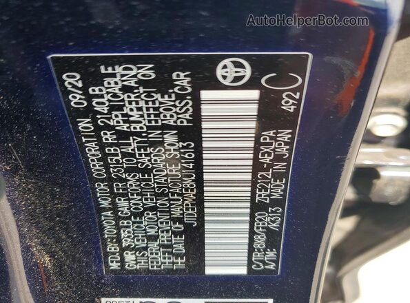 JTDEPMAE8MJ141613 2021 TOYOTA COROLLA Blue Widok komory silnika