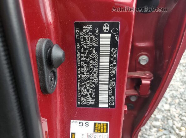 JTDEPMAE8NJ205229 2022 TOYOTA COROLLA Red Vista del compartimento del motor