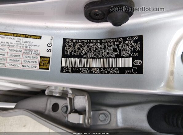 JTDEPMAE8NJ225965 2022 TOYOTA COROLLA Silver ძრავის განყოფილების ხედი