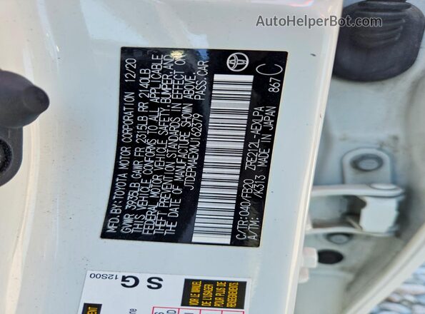 JTDEPMAEXMJ162379 2021 TOYOTA COROLLA White ძრავის განყოფილების ხედი