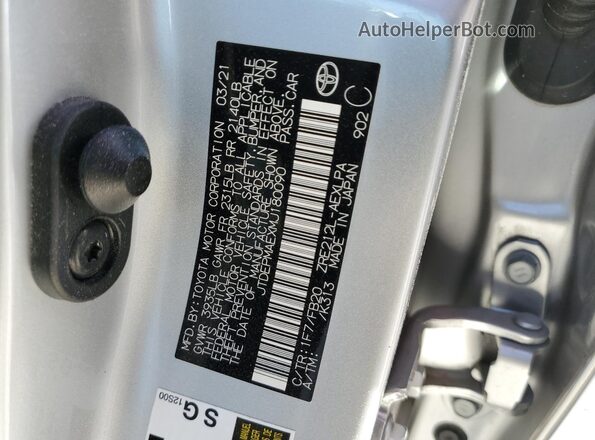 JTDEPMAEXMJ180090 2021 TOYOTA COROLLA Серый Вид наклейки с VIN-кодом