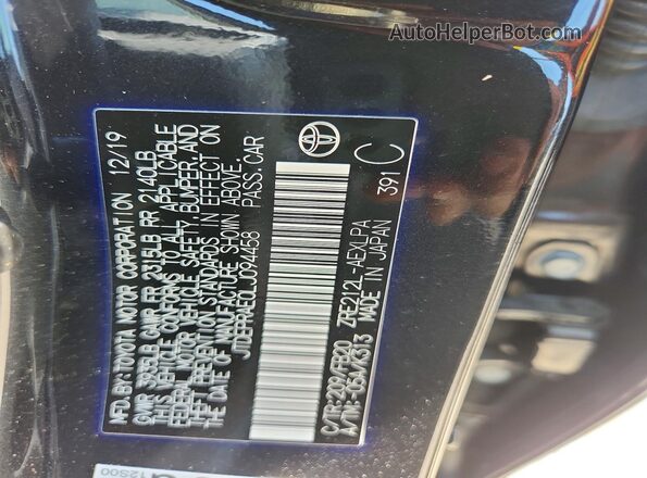 JTDEPRAE0LJ094458 2020 TOYOTA COROLLA Black Շարժիչի բաժամունքի տեսք