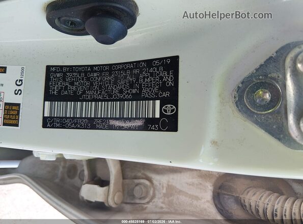 JTDEPRAE5LJ039066 2020 TOYOTA COROLLA White Շարժիչի բաժամունքի տեսք