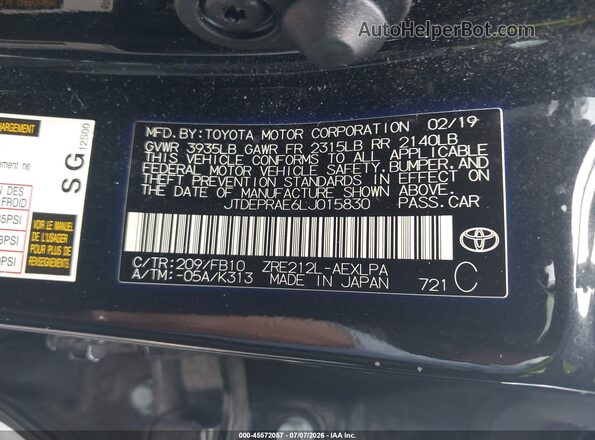 JTDEPRAE6LJ015830 2020 TOYOTA COROLLA Black Շարժիչի բաժամունքի տեսք