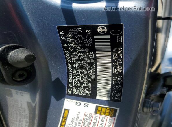 JTDEPRAE6LJ061304 2020 TOYOTA COROLLA Gray VIN կոդի պիտակի տեսք