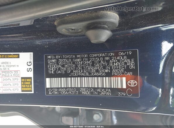 JTDEPRAE8LJ048456 2020 TOYOTA COROLLA Blue Vista del compartimento del motor