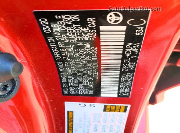 JTDEPRAE8LJ114262 2020 TOYOTA COROLLA Red Engine compartment view