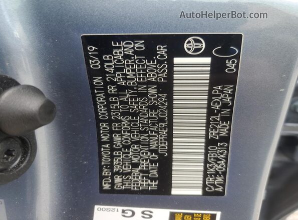 JTDEPRAE9LJ024294 2020 TOYOTA COROLLA Серый Вид подкапотного пространства