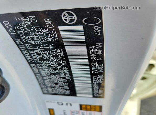 JTDKAMFP1M3173435 2021 TOYOTA PRIUS White VIN կոդի պիտակի տեսք