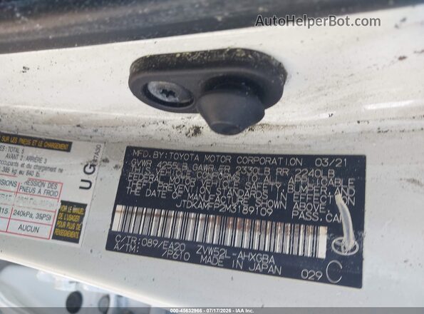 JTDKAMFP2M3189109 2021 TOYOTA PRIUS PRIME White Вид підкапотного простору