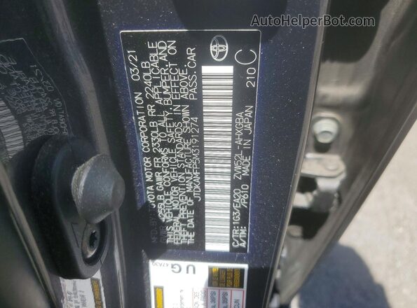JTDKAMFP5M3191274 2021 TOYOTA PRIUS Gray VIN sticker view