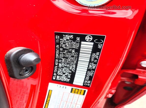 JTDKAMFP6N3227815 2022 TOYOTA PRIUS Red Vista del compartimento del motor