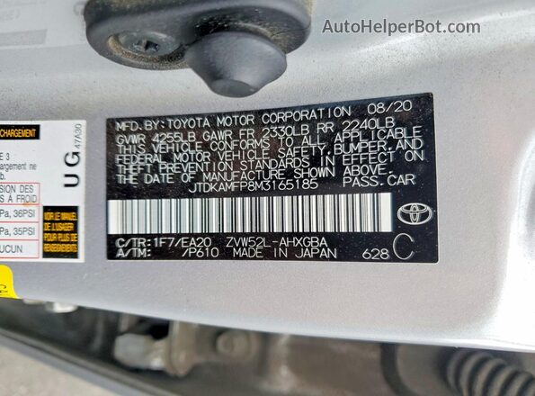 JTDKAMFP8M3165185 2021 TOYOTA PRIUS Silver Engine compartment view