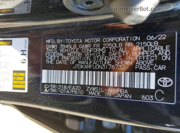 JTDKAMFU0N3178732 2022 TOYOTA PRIUS Black Widok komory silnika