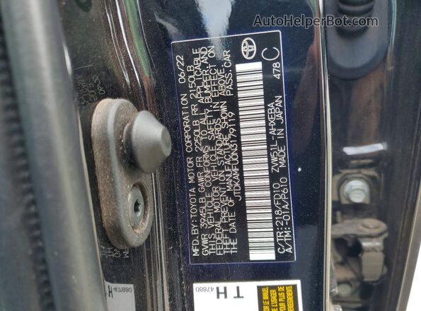 JTDKAMFU0N3179119 2022 TOYOTA PRIUS Black VIN კოდის სტიკერის ხედი