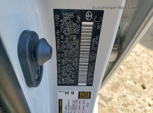JTDKAMFU2N3188985 2022 TOYOTA PRIUS White Widok komory silnika