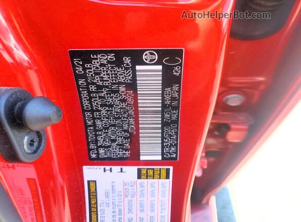 JTDKAMFU4M3148924 2021 TOYOTA PRIUS Red Vista del compartimento del motor