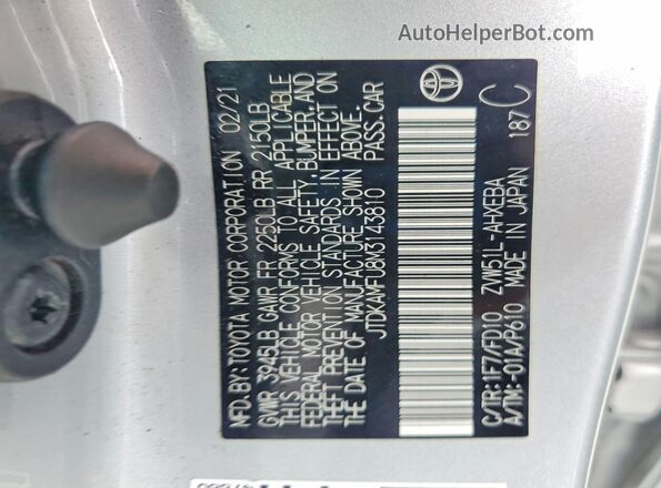 JTDKAMFU8M3143810 2021 TOYOTA PRIUS Серебряный Вид подкапотного пространства