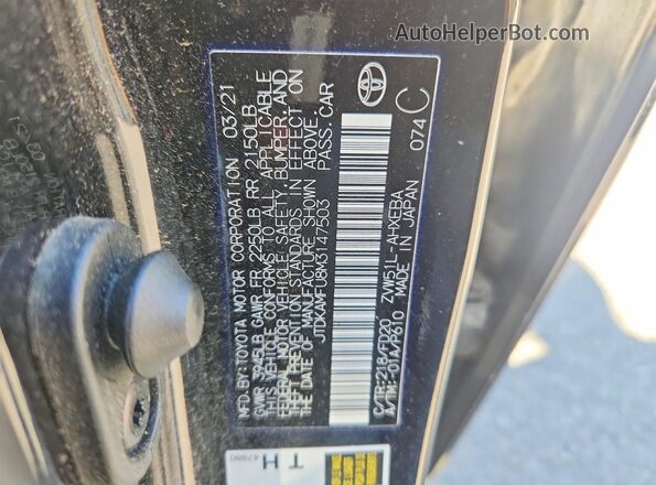 JTDKAMFU8M3147503 2021 TOYOTA PRIUS Black VIN sticker view