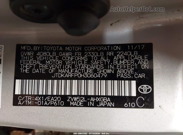 JTDKARFP0H3060479 2017 TOYOTA PRIUS PRIME Gray Engine compartment view