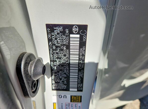 JTDKARFP3L3138584 2020 TOYOTA PRIUS White ძრავის განყოფილების ხედი