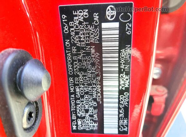 JTDKARFP4L3127979 2020 TOYOTA PRIUS Red Engine compartment view