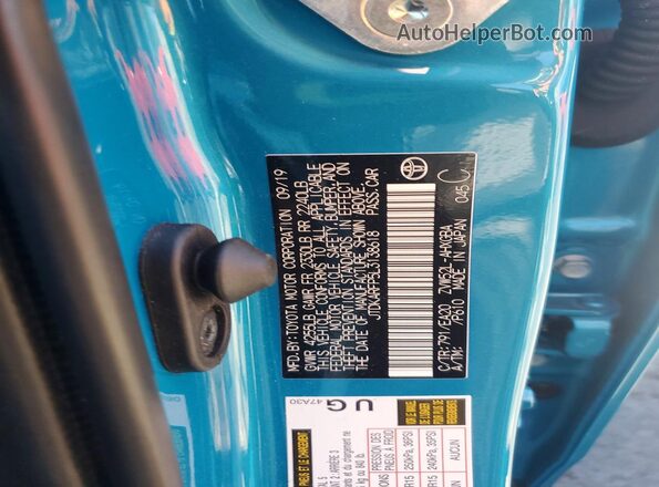 JTDKARFP5L3138618 2020 TOYOTA PRIUS Blue Vista del compartimento del motor
