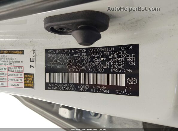 JTDKARFP7J3100708 2018 TOYOTA PRIUS PRIME White Engine compartment view