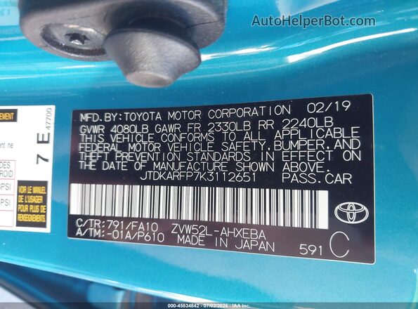JTDKARFP7K3112651 2019 TOYOTA PRIUS PRIME Black Vista del compartimento del motor
