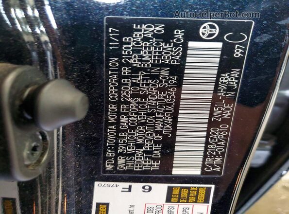 JTDKARFUXJ3546194 2018 TOYOTA PRIUS Black Շարժիչի բաժամունքի տեսք
