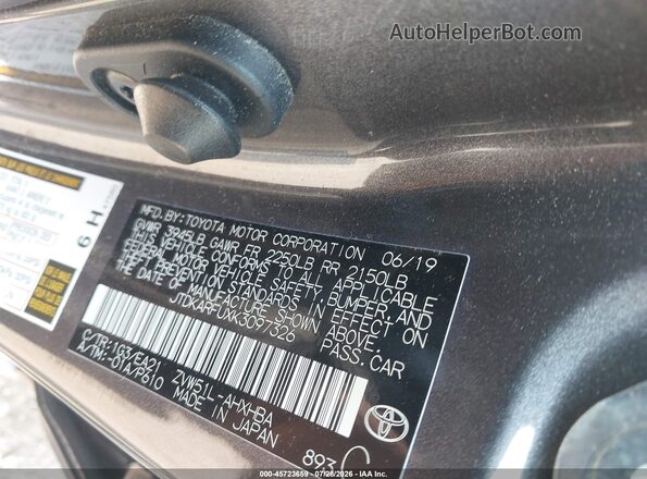JTDKARFUXK3097326 2019 TOYOTA PRIUS Серый Вид подкапотного пространства