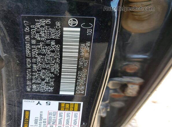 JTDKBRFU6H3047495 2017 TOYOTA PRIUS Black Widok komory silnika