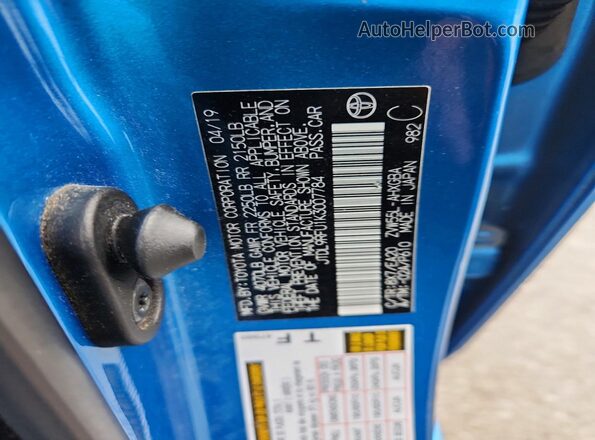 JTDL9RFU1K3007784 2019 TOYOTA PRIUS Blue Вид підкапотного простору