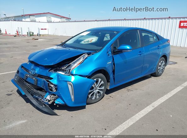 JTDL9RFU3K3013070 2019 TOYOTA PRIUS Blue Առջևի ձախ երեք քառորդ տեսարան