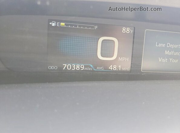 JTDL9RFU7K3008308 2019 TOYOTA PRIUS White Widok zestawu wskaźników