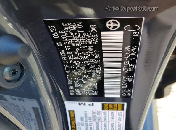 JTDP4MCE3P3518419 2023 TOYOTA COROLLA Gray Вид підкапотного простору