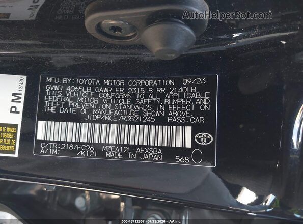 JTDP4MCE7R3521245 2024 TOYOTA COROLLA Черный Вид подкапотного пространства